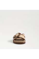 Lavender Darla Multi Buckle Slide Sandal | Bleached Beechwood Faux Raffia Sandal