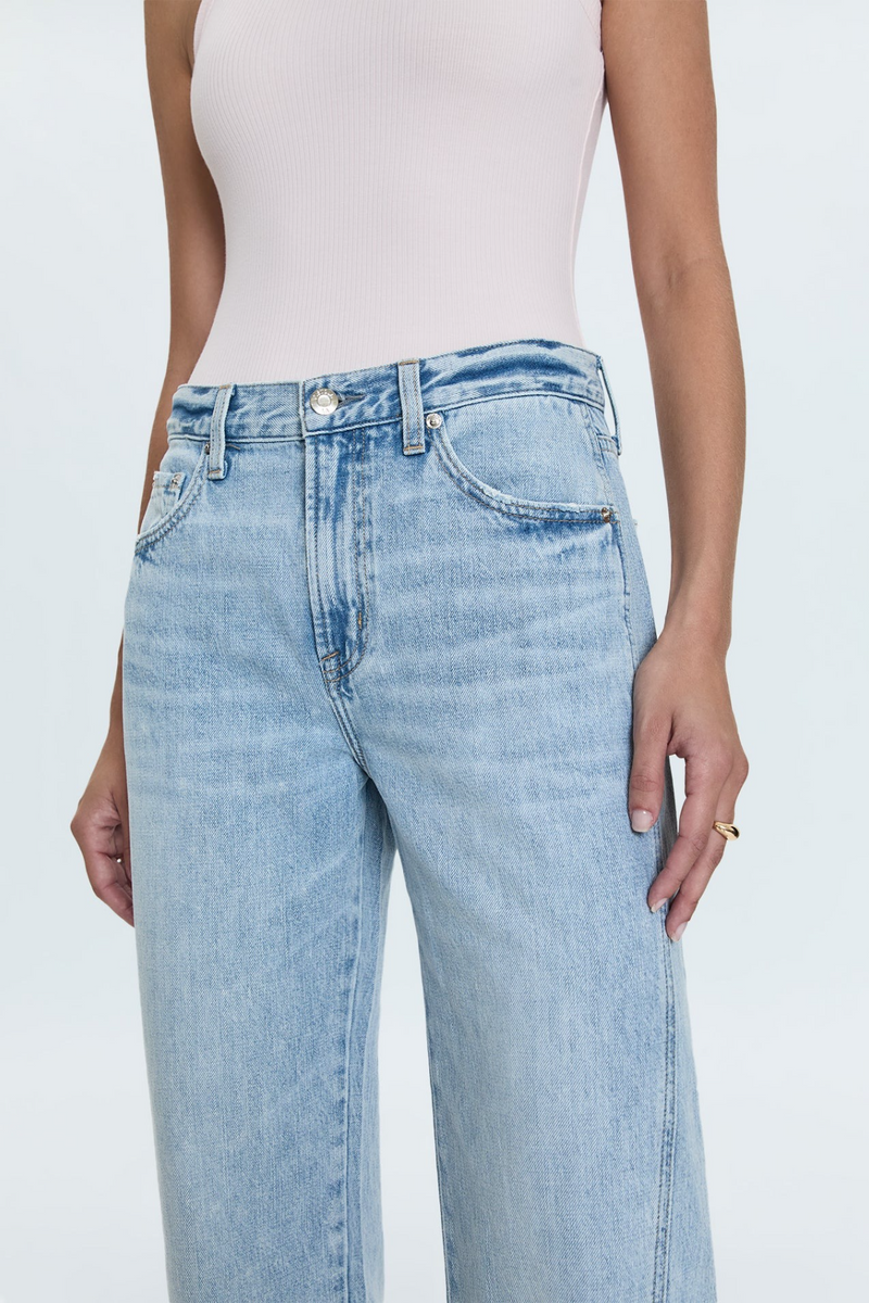 Light Gray Kacey Mid Rise Cuffed Straight Jean | Berkeley Jeans