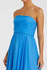 Lavender Strapless Chiffon Gown With Braided Belt | Turquiose Formal Gown