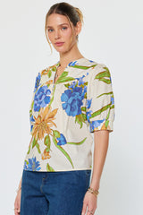 Lavender Aster Floral Print Blouse Blouse