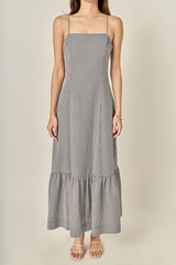 Rosy Brown Gingham Maxi Dress in Black/White Maxi Dress