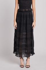 Dark Slate Gray Gathered Chiffon Sequin Maxi Skirt Maxi Skirt