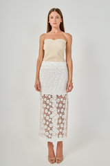 Flower Sequin Sheer Midi Skirt