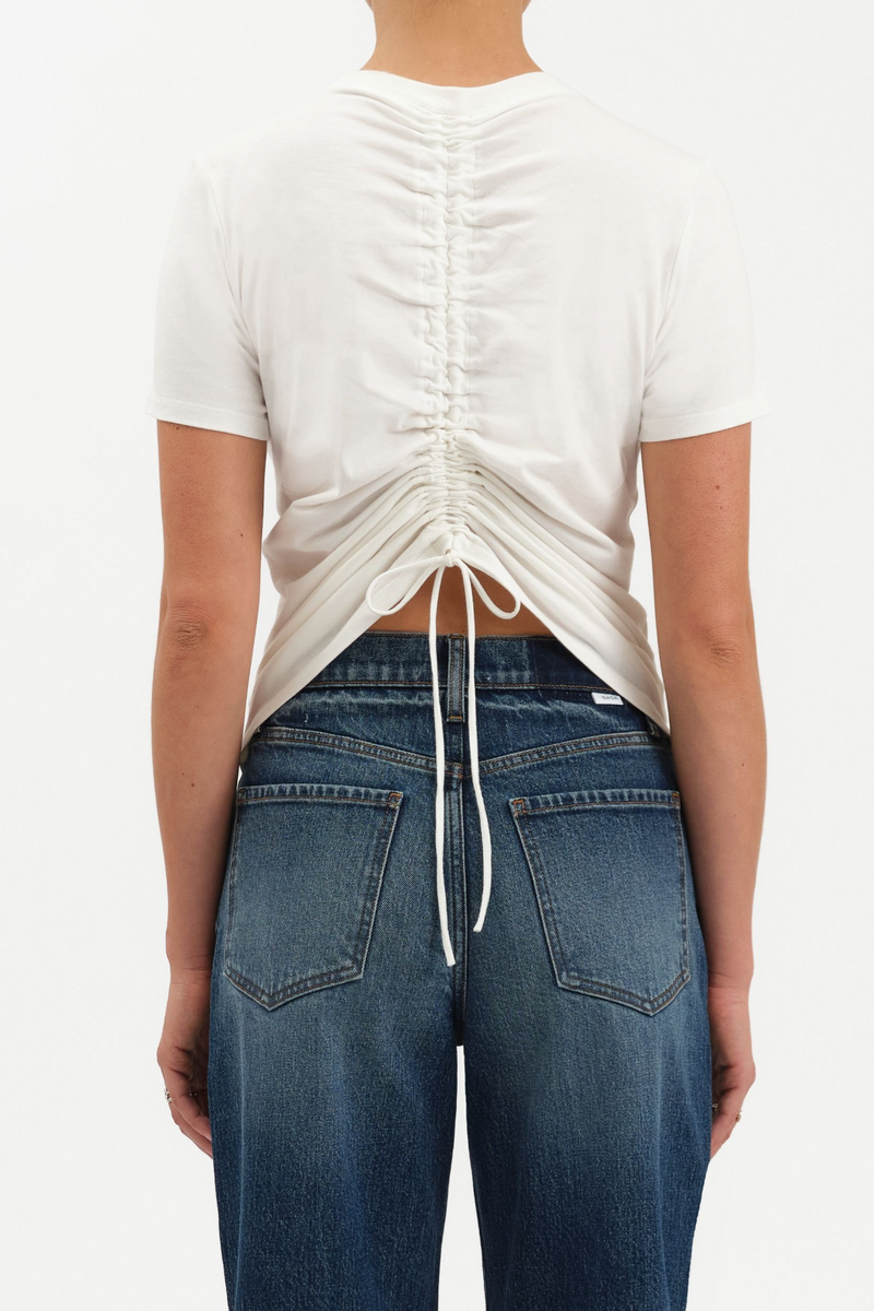 Beige Soul Ties Ruched Back Tee Tee