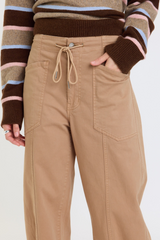 Rosy Brown Villa Drawstring Barrel | Latte Jeans