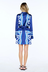 White Smoke Jaxie Abstract Print Belt Shirt Dress Mini Dress