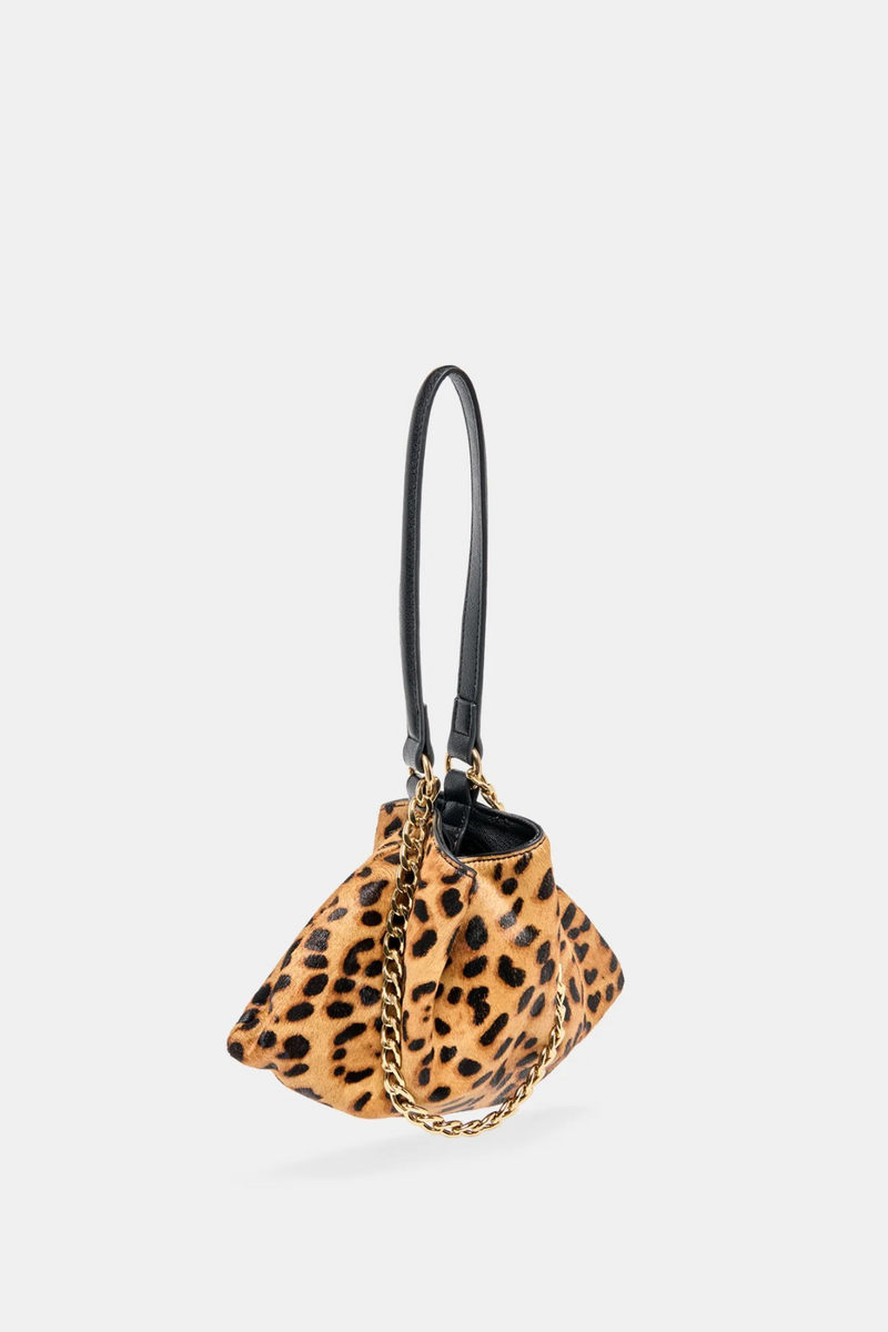 White Smoke Jagger Shoulder Bag in Leopard Calf Hair Handbags