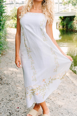 Light Gray Cleo | Ivory Vine Maxi Dress