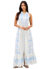 White Smoke Juniper Maxi Dress in Iris Watercolor Maxi Dress