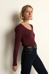 Black Reeva Henley Top