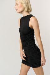 Light Gray In The Groove Shirred Side Lurex Dress Mini Dress