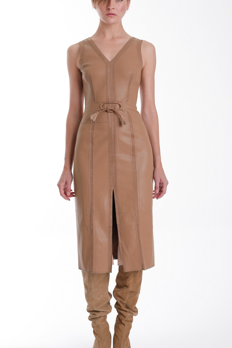 White Smoke Mona Vegan Leather Midi Dress Midi Dress