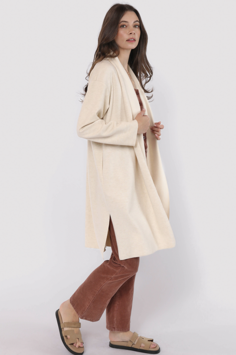Light Gray Alessia Shawl Collar Open Coat Coat
