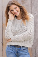 Dark Gray Maura Cropped Marled Chunky Top Sweater