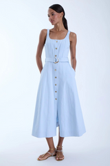 Lavender Zyra Denim Midi Dress Midi Dress