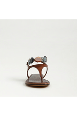 Lavender Canna Thong Flat Sandal | Rich Cognac Leather Sandal