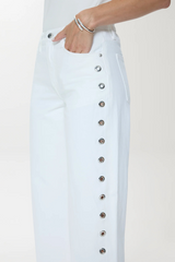 Lavender Lexi Mid Rise Bowed Straight Jean | Vivid White Jeans