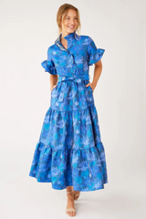 Lavender Sadie Maxi Dress Blue Floral Silhouette Jacquard Maxi Dress