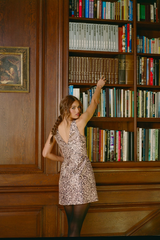 Saddle Brown Ren Dress in Natural Realistic Leopard Mini Dress