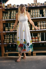 Black Elsie Dress in Farmers Market Midi Dress