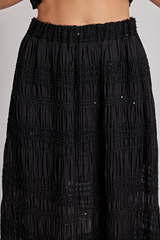 Black Gathered Chiffon Sequin Maxi Skirt Maxi Skirt