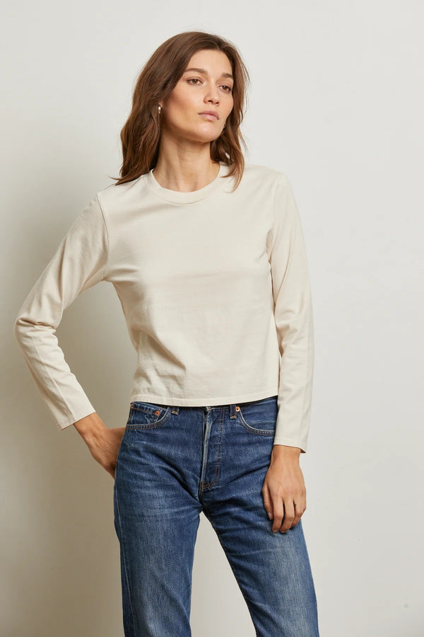Light Gray Bruce Ringspun Cotton Bracelet Sleeve Tee Top