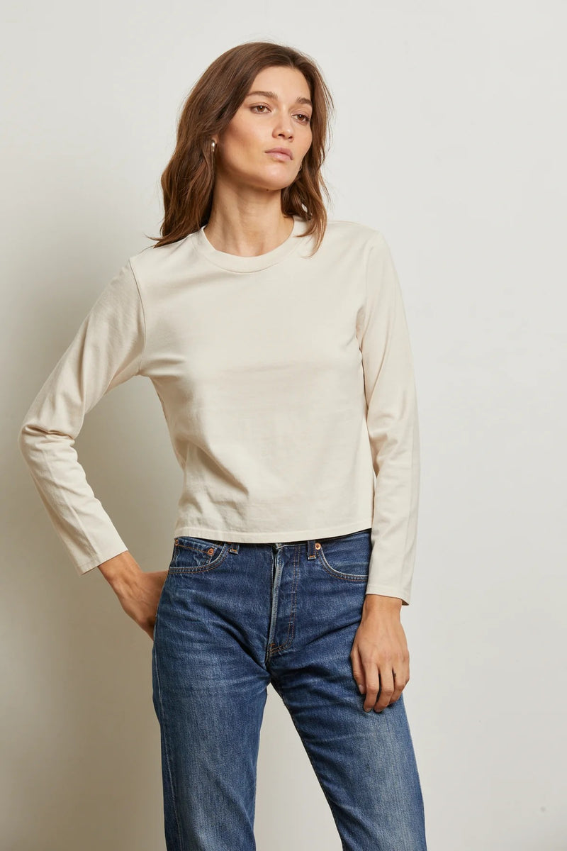 Light Gray Bruce Ringspun Cotton Bracelet Sleeve Tee Top