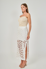 Flower Sequin Sheer Midi Skirt