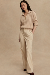 Rosy Brown Camello 2.0 Half Zip Cable Knit Sweater