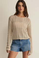 Gray Upland Crochet Sweater Sweater