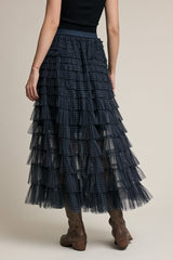 Light Gray The Fireside Plaid Ruffle Maxi Skirt Maxi Skirt