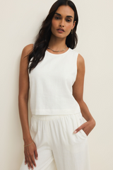 Antique White Sloane Linen Cropped Tank Tank