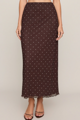 Dark Slate Gray Eda Polka Dot Mesh Midi Skirt Midi Dress