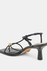 White Smoke Mylee Heels | Black Leather Heel
