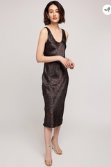 Light Gray Astra Satin Midi Dress in Java Print Midi Dress