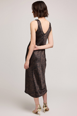 Light Gray Astra Satin Midi Dress in Java Print Midi Dress