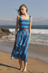 Dark Gray Bold Stripe Midi Skirt Midi Skirt