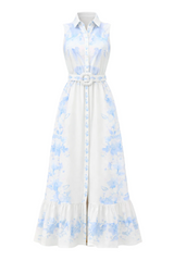 White Smoke Juniper Maxi Dress in Iris Watercolor Maxi Dress