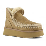Rosy Brown Mini Eskimo Platform Mou | Crackled Old Beige Boots