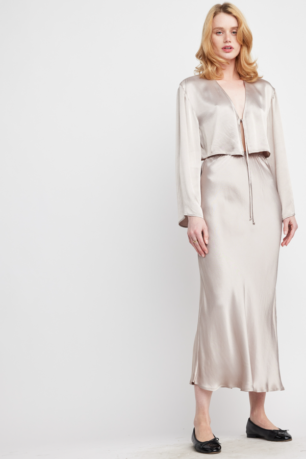 Light Gray Luna Slip Skirt Midi Skirt