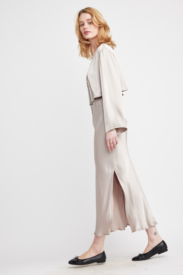 Antique White Luna Slip Skirt Midi Skirt