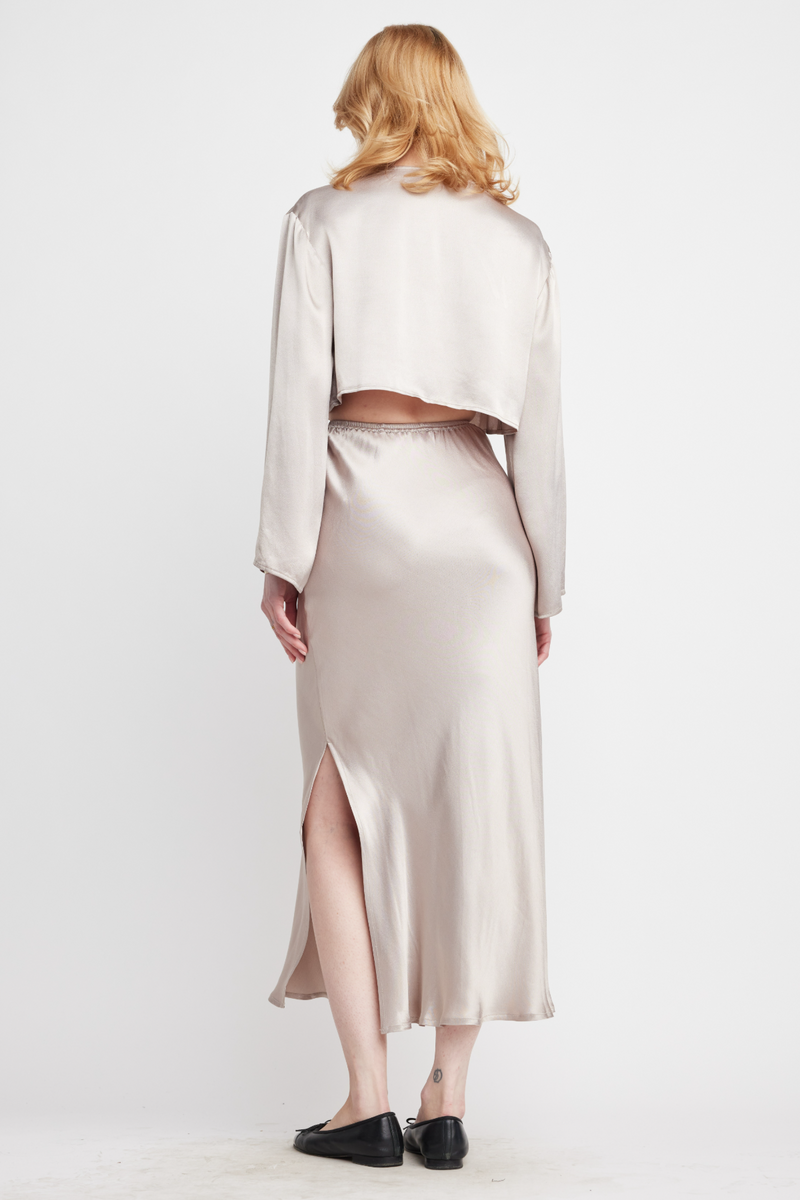 Light Gray Luna Slip Skirt Midi Skirt