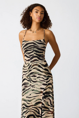 Lavender Adella Dress in Caramel Zebra Maxi Dress