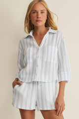 Light Gray Helena Striped Airy Gauze Shirt Shirt