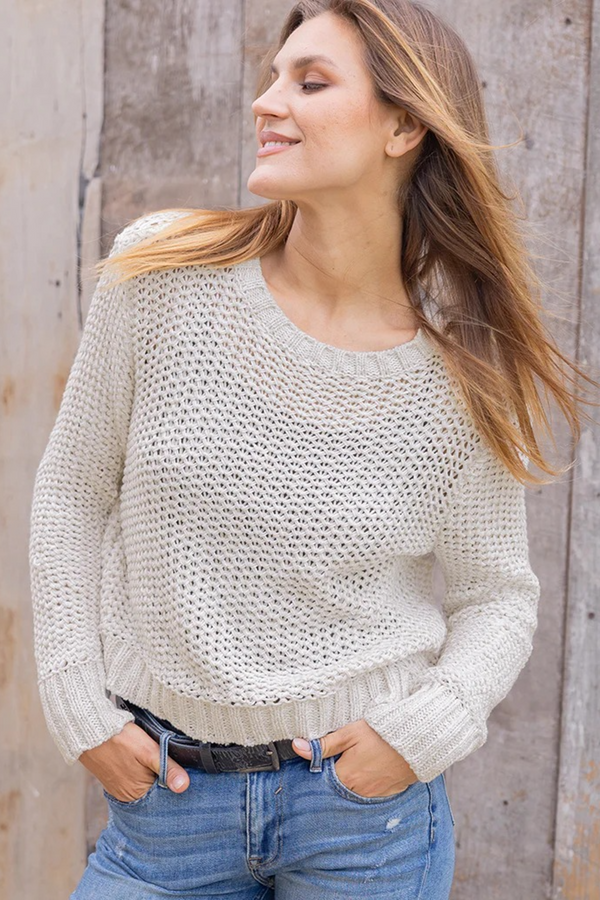 Dark Gray Maura Cropped Marled Chunky Top Sweater