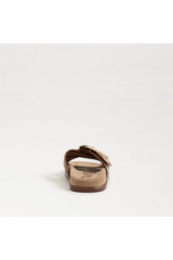Lavender Darla Multi Buckle Slide Sandal | Bleached Beechwood Faux Raffia Sandal