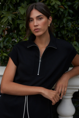 Black Avaya Half-Zip Dress Mini Dress