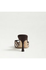 Lavender Jeanie Heeled Mule | Zebra Brahma Hair Heel