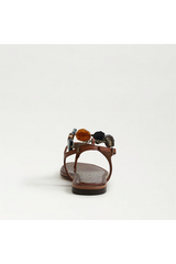 Lavender Canna Thong Flat Sandal | Rich Cognac Leather Sandal