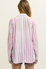 Light Gray The Perfect Linen Stripe Top Shirts & Tops